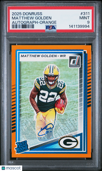 2025 Panini Donruss Matthew Golden #311 Autograph Orange Rookie PSA 9