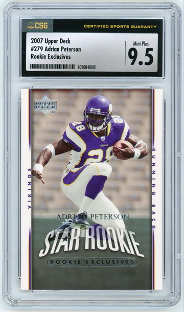 ADRIAN PETERSON 2007 Upper Deck Rookie Exclusives Star Rookie #279 CSG 9.5