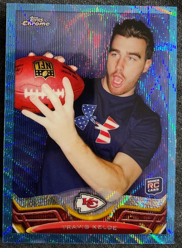 2013 Topps Chrome Travis Kelce Rookie Blue Wave 