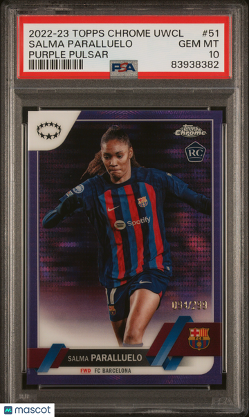 2022-23 Topps Chrome UEFA Women's Champions League Salma Paralluelo #51 Purple Pulsar PSA 10