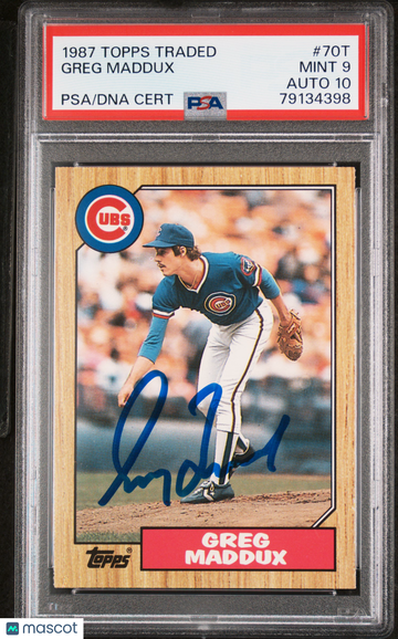 1987 Topps Traded Greg Maddux #70T PSA 9 Auto 10