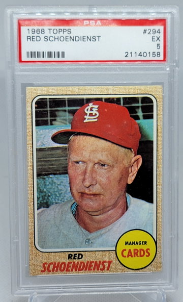 1968 Topps Red Schoendienst #294 PSA 5 EX
