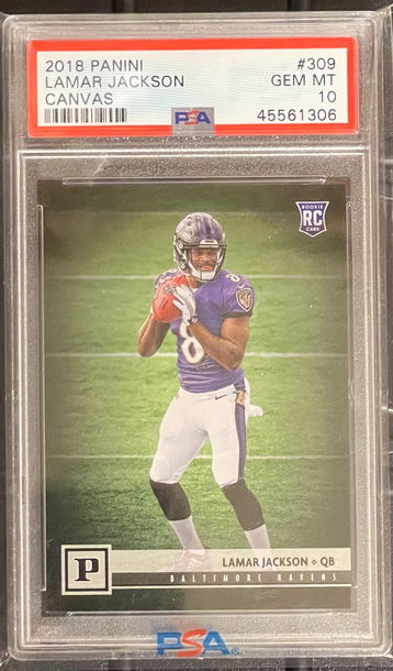 2018 Panini Lamar Jackson canvas rookie PSA 10