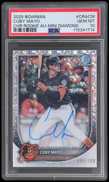 2025 Bowman Chrome Coby Mayo Rookie Autograph Mini Diamond PSA 10