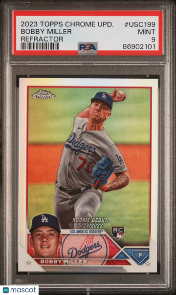 2023 Topps Chrome Update Bobby Miller #USC199 Refractor PSA 9