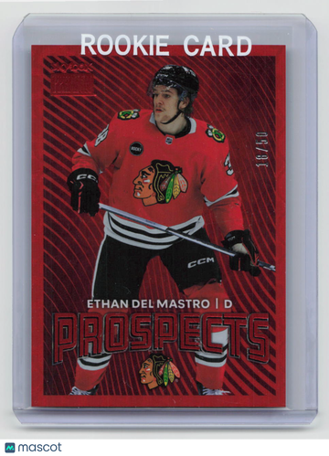 18/50 2024-25 SkyBox Metal Universe Hockey Prospects Ethan Del Mastro #PP-43 Star Rubies Rookie