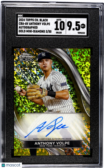 2024 Topps Chrome Black Anthony Volpe #CBA-AV Autograph Gold Mini Dmnd. Refractor SGC 9.5 Auto 10