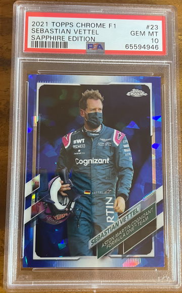 2021 TOPPS CHROME F1 SAPPHIRE SEBASTIAN VETTEL #23 PSA 10 GEM MINT