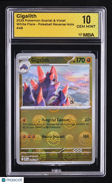 2025 Pokemon Scarlet & Violet White Flare Gigalith Reverse Holo MBA 10 #48