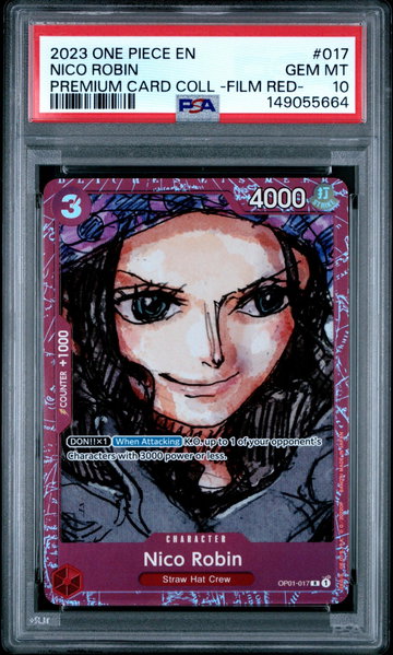 2023 Premium Collection Film Red (Foil) English Alt. Art Parallel Foil Nico Robin #OP01-017 PSA 10