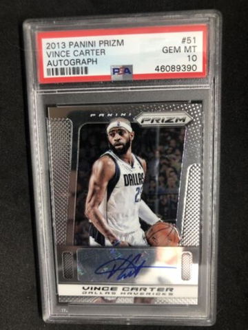VINCE CARTER 2013-14 Panini Prizm #51 Auto  PSA 10 GEM MINT