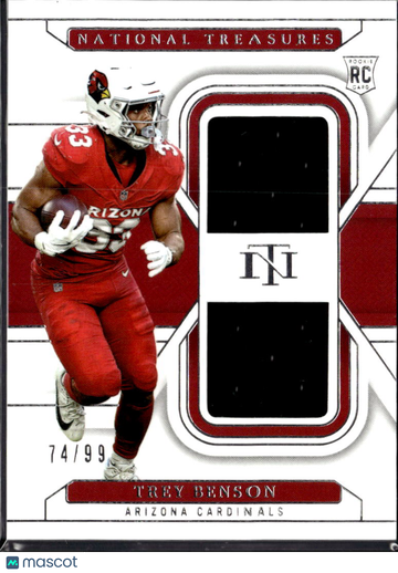 Trey Benson 2025 Panini National Treasures RC Memorabilia /99 Arizona Cardinals