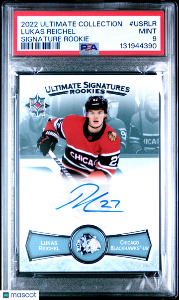 2022 Upper Deck Ultimate Collection Ultimate Signatures Rookies Lukas Reichel #USRLR Rookie PSA 9