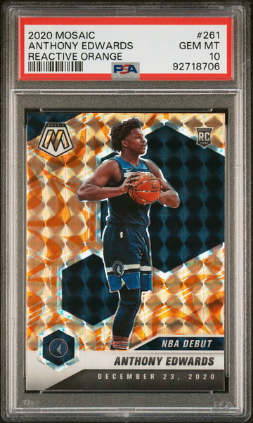 2020 Panini Mosaic Reactive Orange Mosaic Anthony Edwards #261 PSA 10