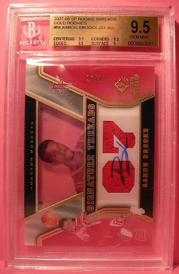 2007-08 SP ROOKIE THREADS GOLD ROOKIES #68 AARON BROOKS AUTO 40/50 BGS 9.5 GEM MINT