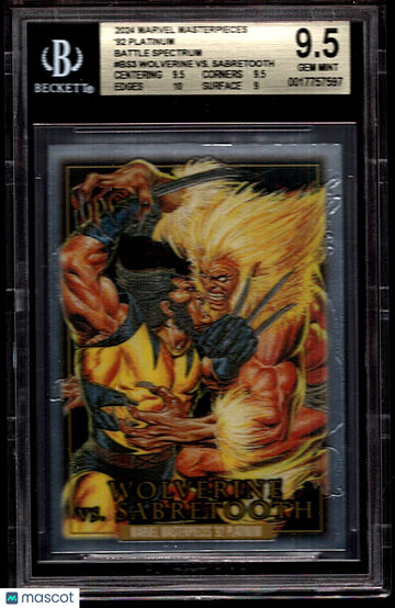2024 SkyBox Marvel Masterpieces '92 Platinum Battle Spectrum Wolverine vs. Sabretooth Insert Short Print Parallel/Variet