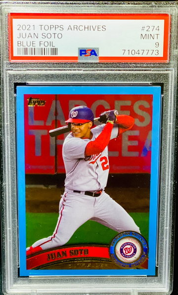 2021 Juan Soto Blue /25 PSA 9 POP 2 Archives SP