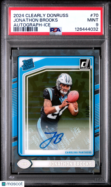 2024 Clearly Donruss Jonathon Brooks #70 Rookie Auto Ice /17 PSA 9
