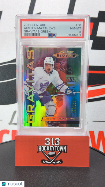 2021 Upper Deck Stature Gravitas Auston Matthews #G1 Green /125 PSA 8