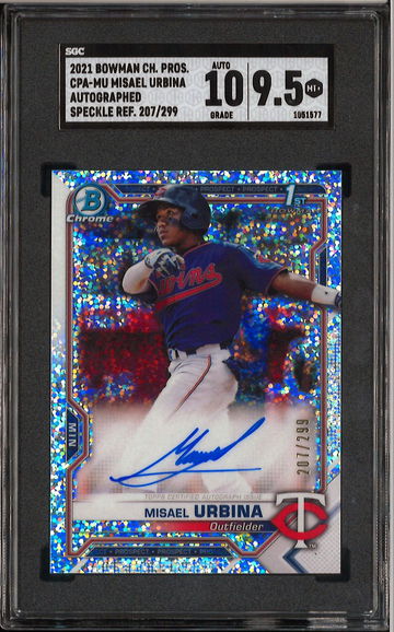 2021 Bowman Chrome Prospect Misael Urbina 1st Speckle Refractor /299 10 9.5