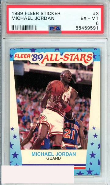1989 FLEER STICKER MICHAEL JORDAN  #3 PSA EX-MT 6