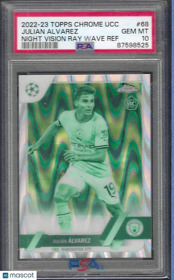 2022-23 Topps Chrome UEFA Club Competitions Julian Alvarez #68 Night Vision Ray Wave PSA 10