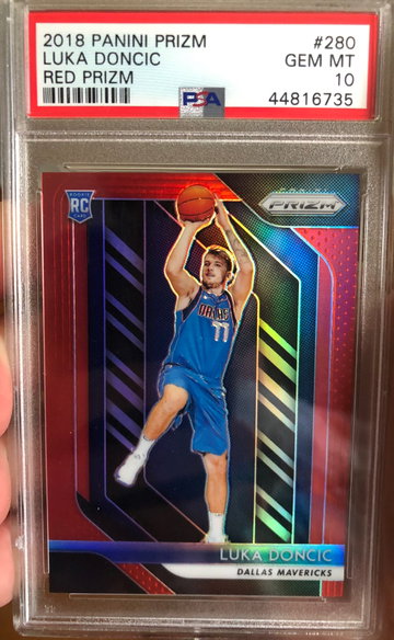 Luka Doncic red prizm PSA 10