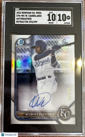 2022 BOWMAN CHROME PROSPECT AUTO  WILMIN CANDELARIO RC Royals PSA 10/10 /499