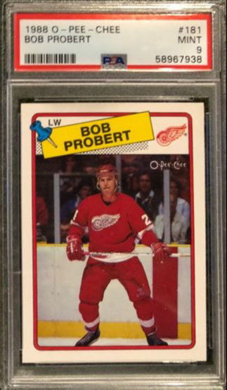 1988 O-PEE-CHEE #181 BOB PROBERT ROOKIE CARD PSA9 MINT *SHIPS FROM CANADA*