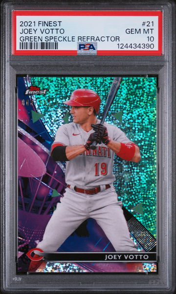 2021 Topps Finest Green Speckle Refractor Joey Votto #21 /125 PSA 10