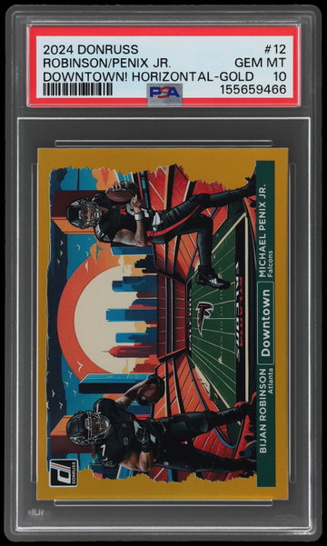 2024 Donruss Bijan Robinson/michael Penix Jr. Downtown Horizontal Gold PSA 10