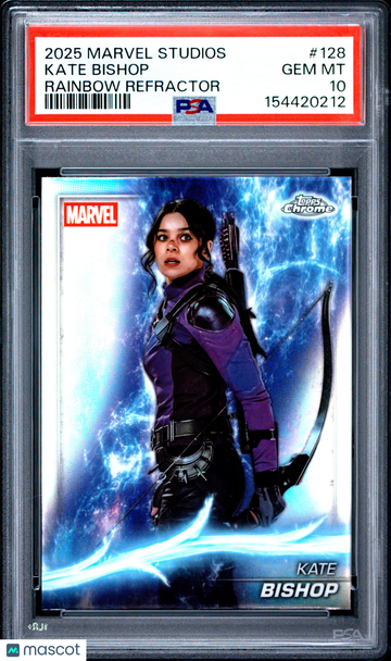2025 Topps Marvel Studios Chrome Kate Bishop #128 Rainbow Refractor PSA 10 Trading Card