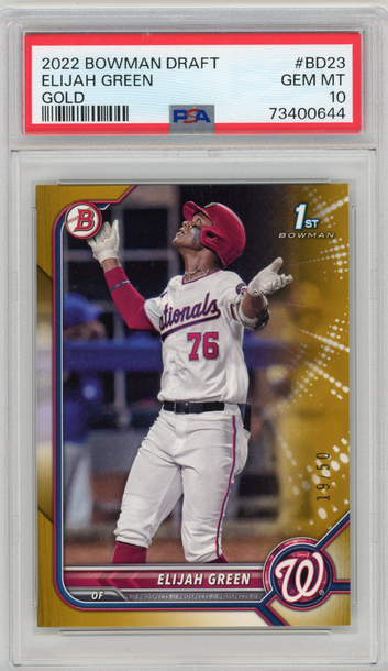 2022 Bowman Draft Elijah Green Gold #'d 19/50 PSA 10 GEM MINT #BD23 Nationals