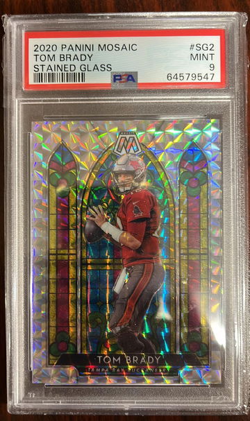 2020 Panini Mosaic Stained Glass Tom Brady PSA 9