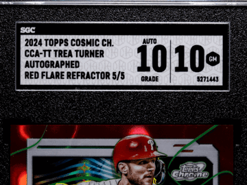 2024 Topps Cosmic Chrome Trea Turner #CCA-TT Autograph Red Flare Refractor SGC 10 Auto 10