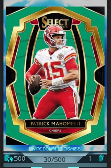 2018 Select Panini Blitz Patrick Mahomes Green /500