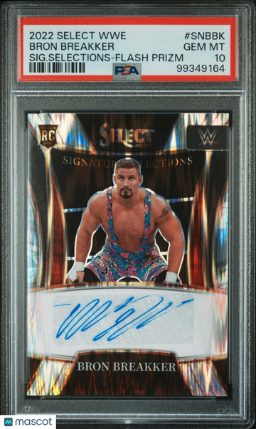 2022 Panini Select WWE Signature Selections Bron Breakker #SNBBK SIG. Selections Flash Prizm PSA 10