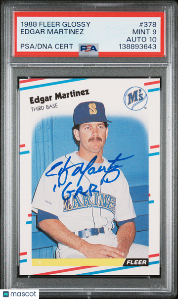 Edgar Martinez 1988 Fleer Glossy #378 Rookie PSA 9.