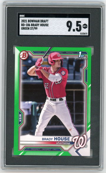 2021 Bowman Draft BD-186 Brady House Green #'d 37/99 1st SGC 9.5 MINT+