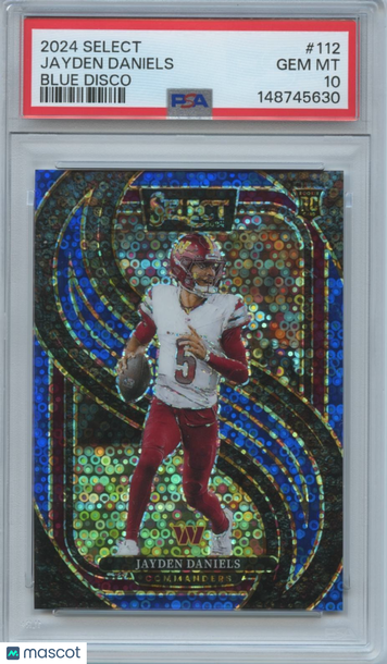 2024 Panini Select Jayden Daniels #112 Blue Disco Rookie PSA 10
