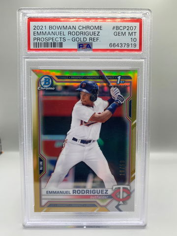 2021 Bowman Chrome Emmanuel Rodriguez Gold BCP207 PSA 10