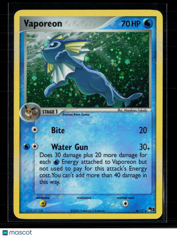 Pokemon 2006 EX Dragon Frontiers Vaporeon #6/17