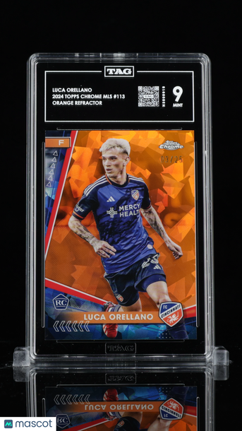 2024 Topps Chrome MLS Luca Orellano #113 Orange Refractor /25 Rookie TAG 9