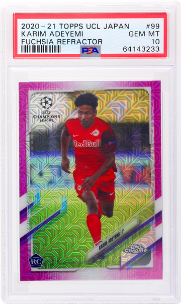 2020 Topps UEFA Champions League Japan Fuchsia Refractor Karim Adeyemi #99 /125 /3 PSA 10