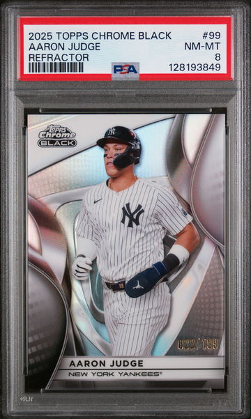 2025 Topps Chrome Black Refractor Aaron Judge #99 /199 PSA 8