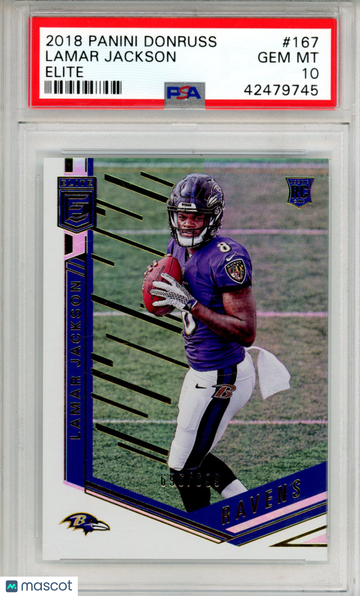 2018 Panini Donruss Elite Lamar Jackson #167 /699 Rookie PSA 10