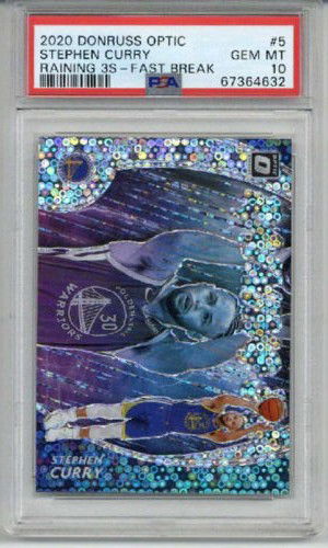 2020 PANINI DONRUSS OPTIC RAINING 3'S FAST BREAK #5 STEPHEN CURRY PSA 10