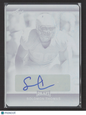2017 Leaf Draft Football Solomon Thomas #A-ST1 Cyan Printing Plate /1 Printing Plate