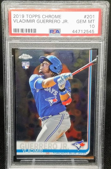 Vladimir Guerrero Jr 2019 Topps Chrome RC Rookie # 201 Graded PSA Gem Mint 10