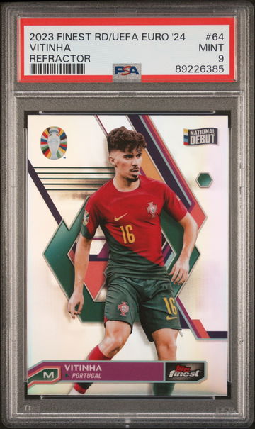 2023 TOPPS VITINHA FINEST ROAD TO UEFA EURO 2024 REFRACTOR #64 PSA 9